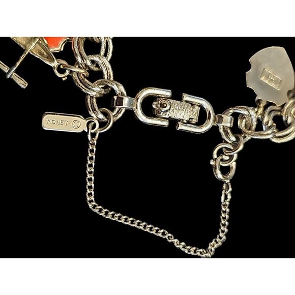 Vintage MONET 7" Sterling Silver 925 Charm Bracelet With 13 Charms Travel THEMED - Picture 4 of 16